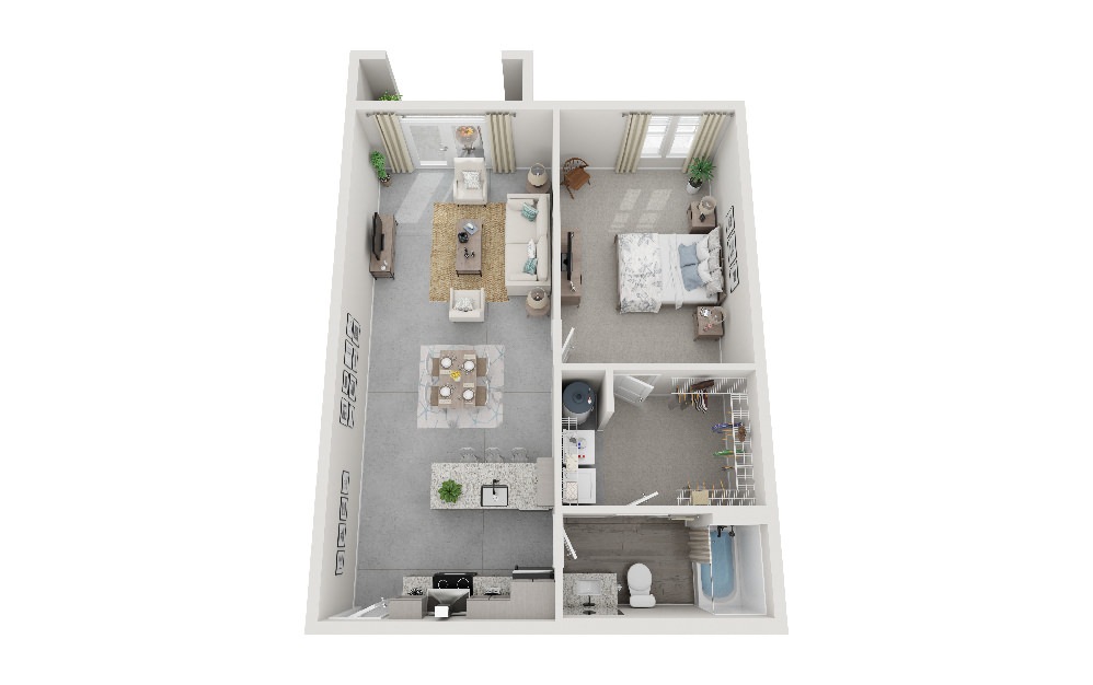 The Spence - 1 bedroom floorplan layout with 1 bath and 801 square feet.