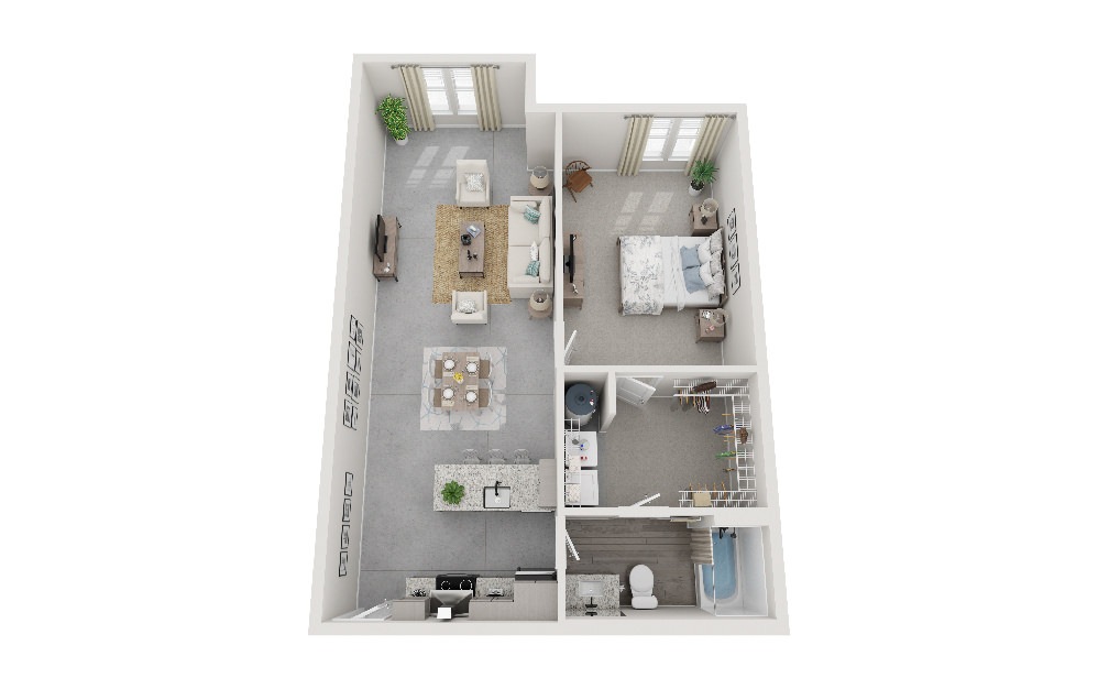 The Cozart - 1 bedroom floorplan layout with 1 bath and 846 square feet.