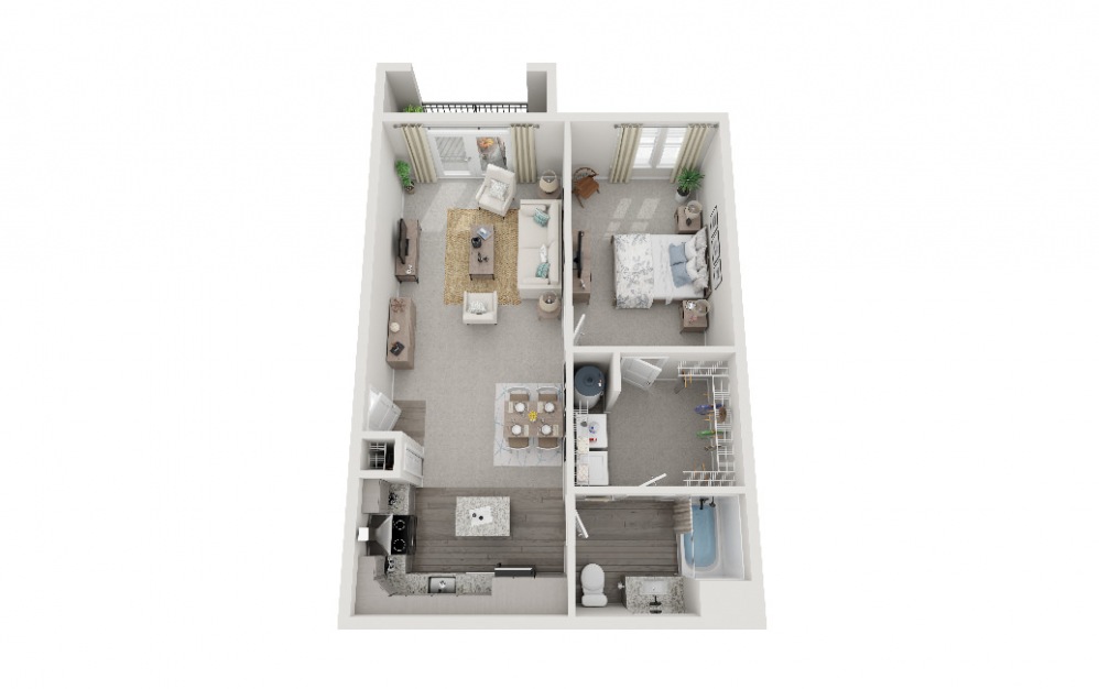 The Avery - 1 bedroom floorplan layout with 1 bath and 731 square feet.